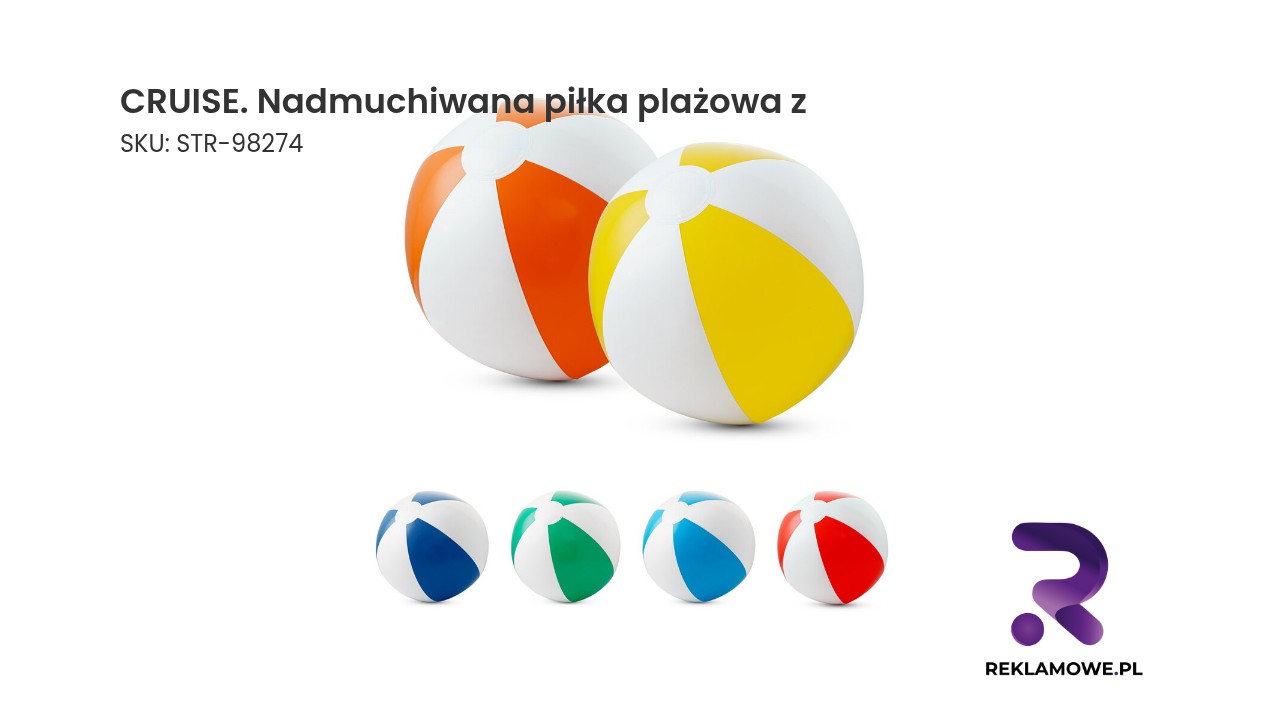 CRUISE. Nadmuchiwana piłka plażowa z nieprzezroczystego PVC Piłka plażowa nadmuchiwana marki CRUISE