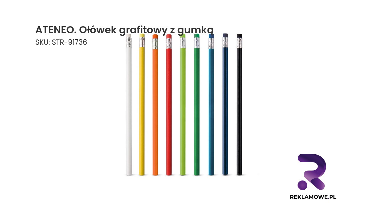ATENEO. Ołówek grafitowy z gumką, twardość HB ATENEO ołówek grafitowy z gumką – klasyczny ołówek do pisania i rysowania